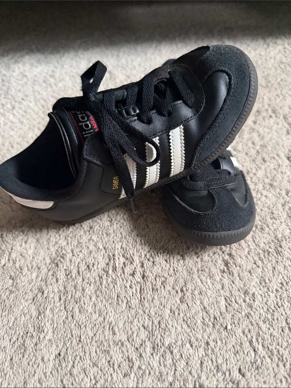 adidas Kids Black & White Samba Lace-Up Sneakers - 13.5